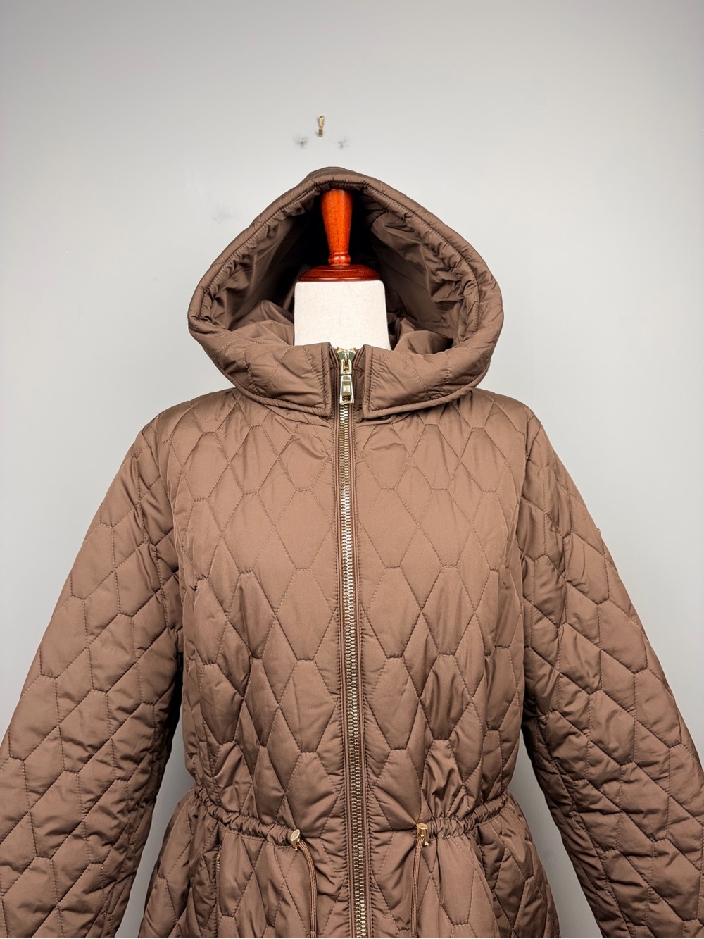 Laundry by Shelli Segal Quilted Hooded Puffer Coat Jacket Brown XL - Picture 2 of 10